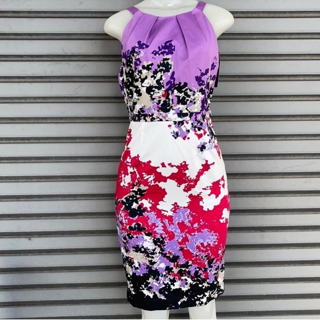 Elie Tahari Purple And Red Floral Dress Size 4